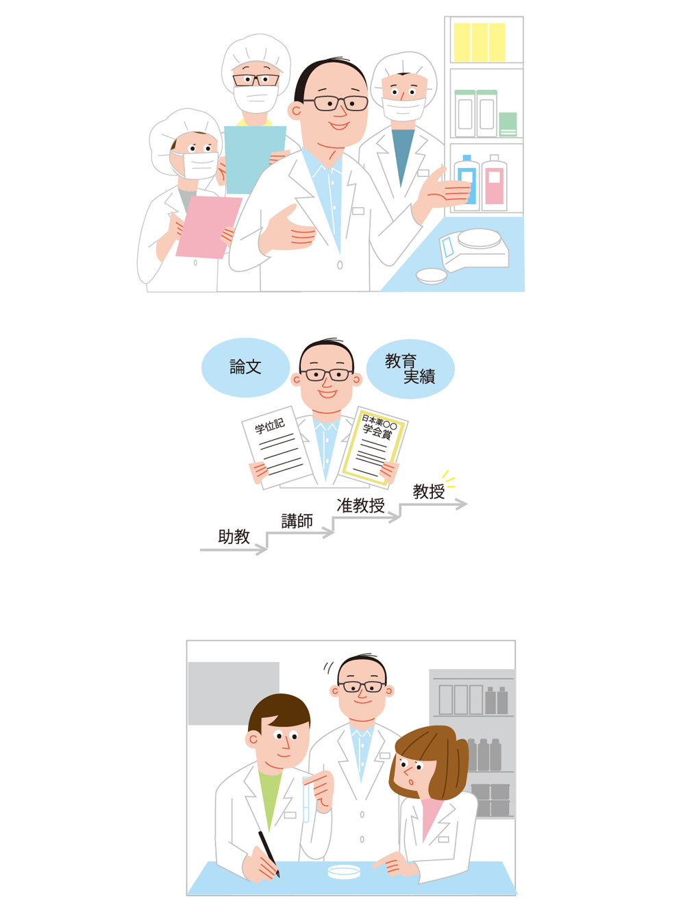 学生に医療従事者の説明をするイラスト