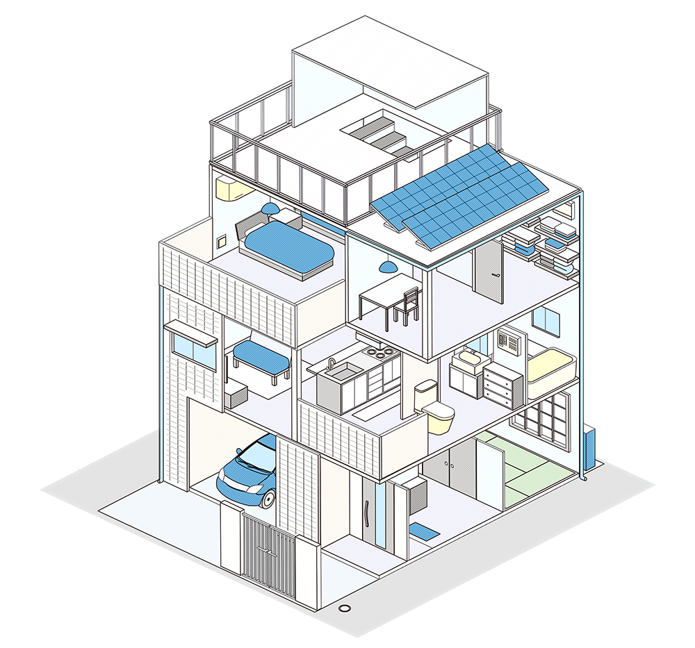 戸建ての俯瞰図イラスト
