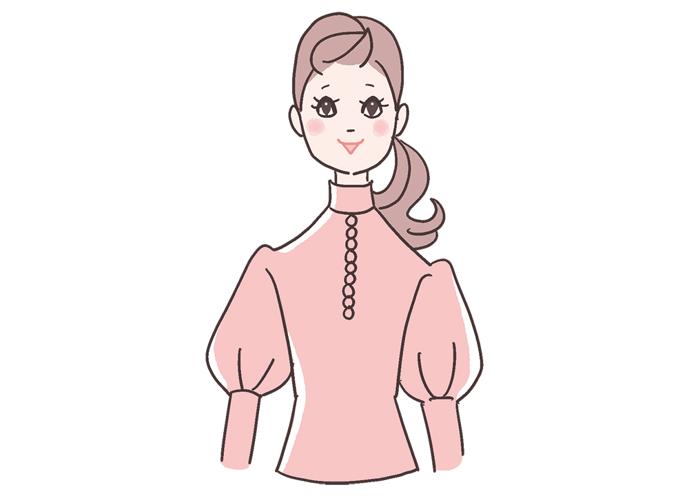 かわいいブラウスを着た女性のイラスト