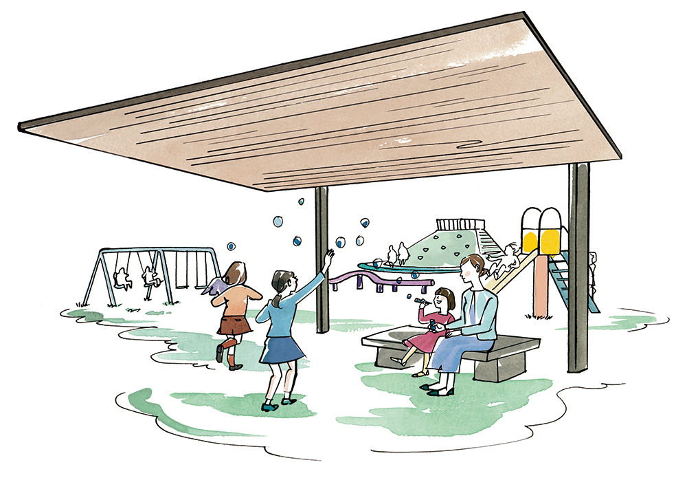 公園の雨よけ屋根、ひさしのイラスト