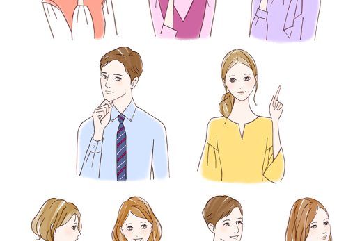 様々な表情を見せる男女のイラスト