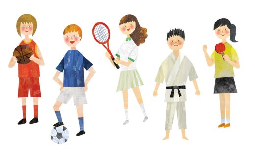 スポーツをする5人の子供たち