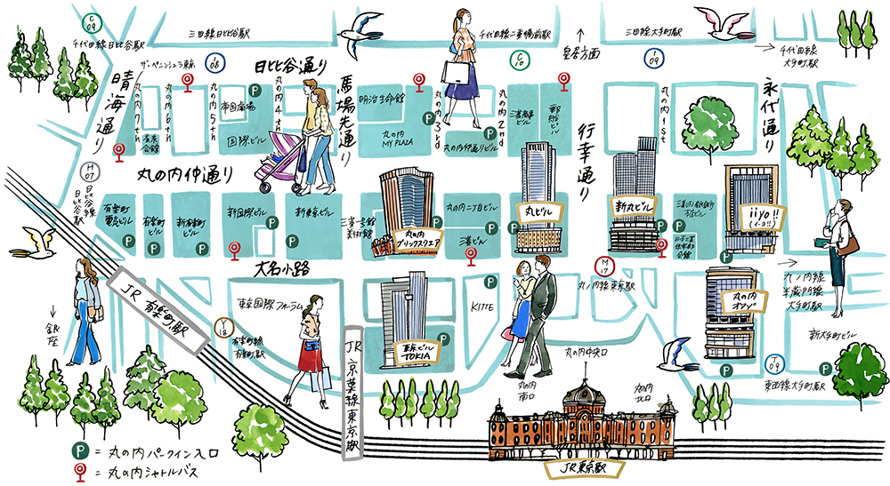 東京駅近辺のエリアマップイラスト