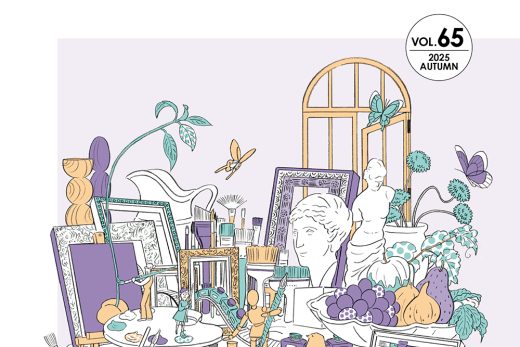 アート用品と彫刻で構成された創作空間