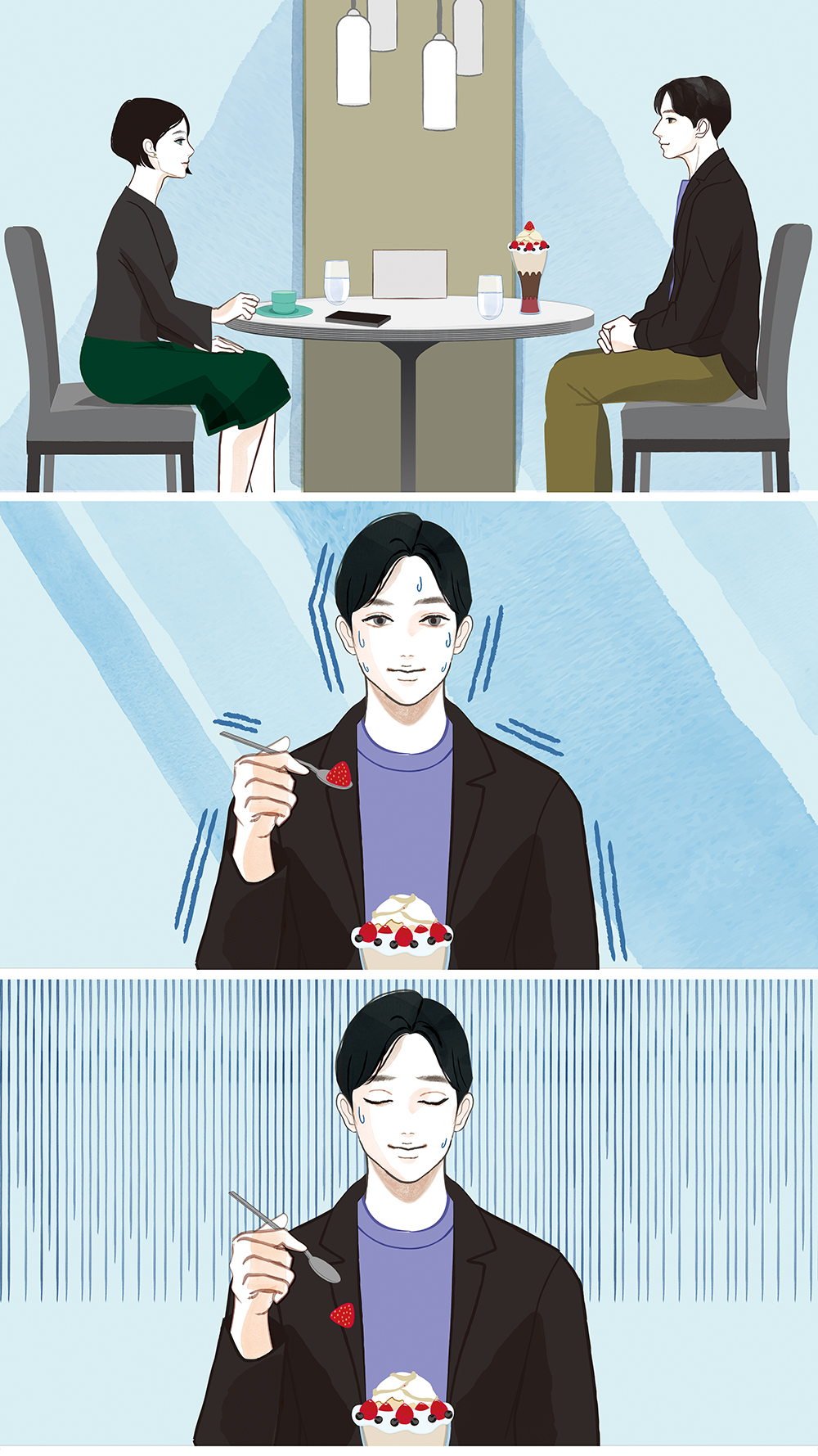 nervous man dessert awkward date