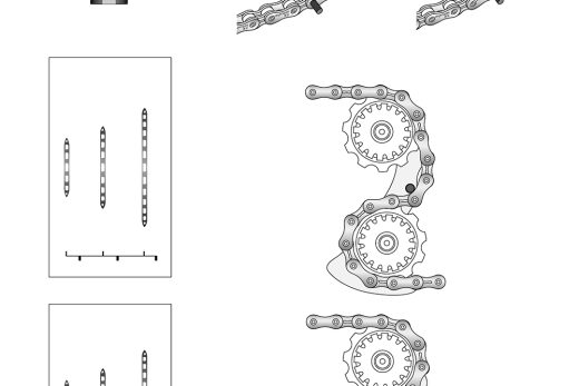 自転車のチェーンメカニズムのテクニカルイラスト