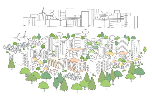 future eco city, smart buildings, green energy
