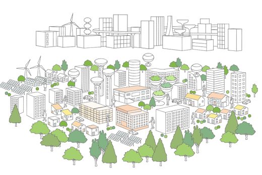 future eco city, smart buildings, green energy