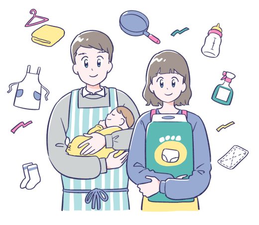 若い家族が育児している様子