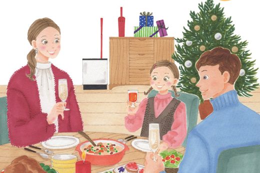 家族がクリスマスディナーを囲む様子