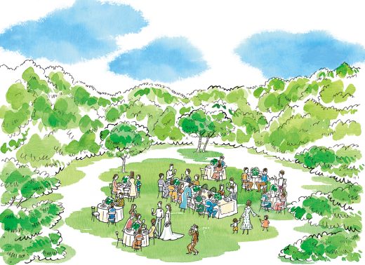 昼のガーデンウェディングの全景