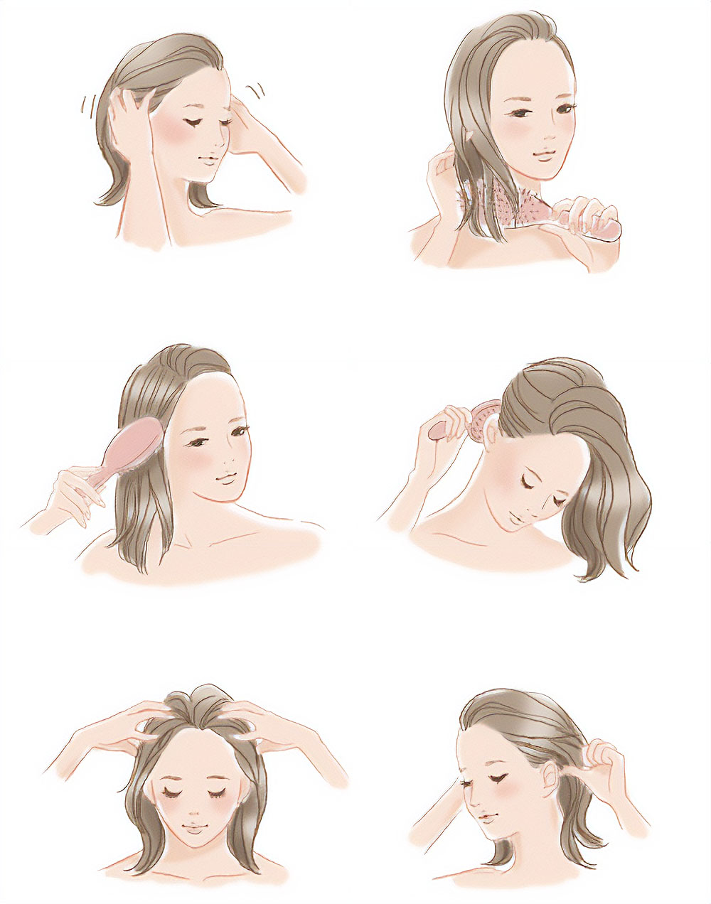 ヘアケア手順のイラスト