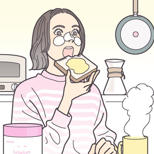 朝食中の女性