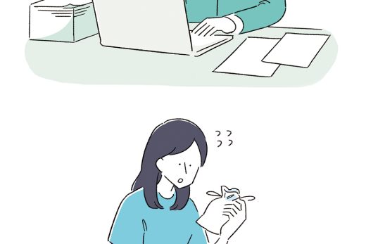 働いている男性会社員と引っ越し準備をする女性のイラスト