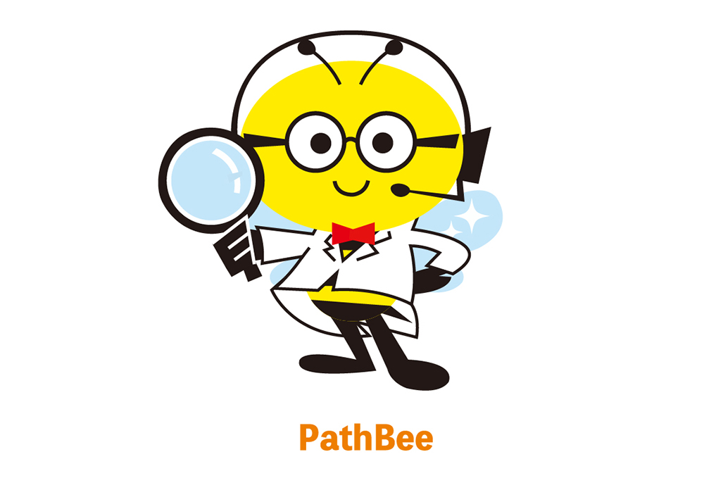 ヘッドセットと白衣を着用したミツバチのサポートキャラクター、PathBee