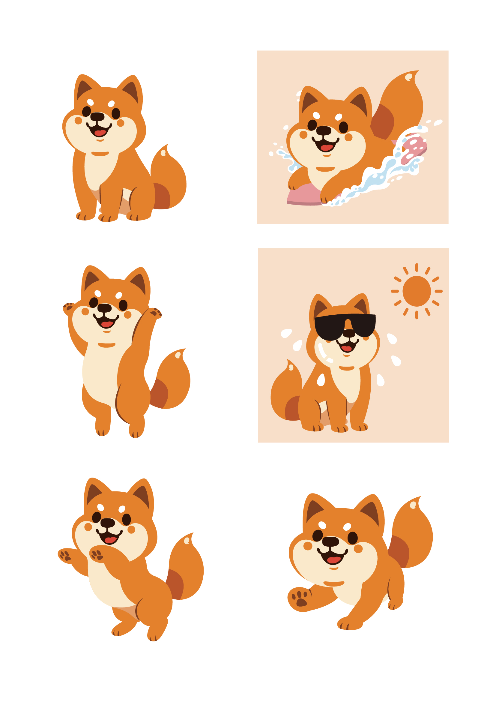 表情豊かな柴犬キャラクター6種