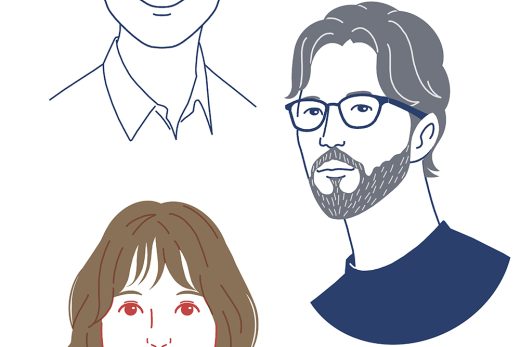 3人のシンプルな線画ポートレート