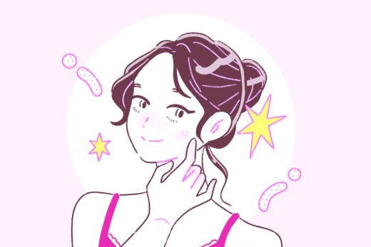 肌を気にする女性のイラスト