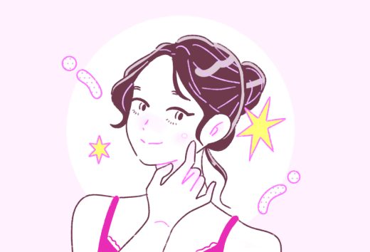 肌を気にする女性のイラスト