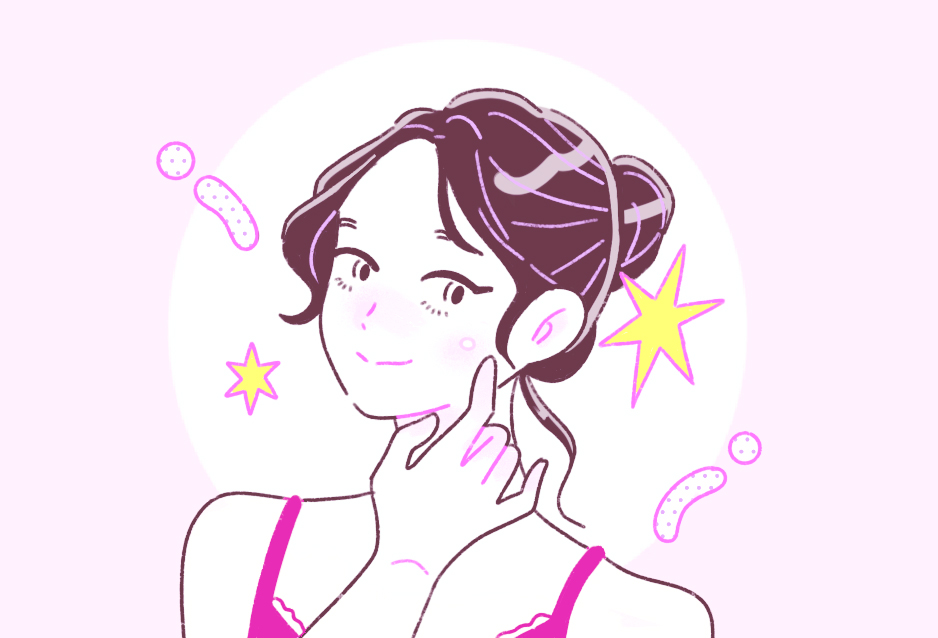 肌を気にする女性のイラスト