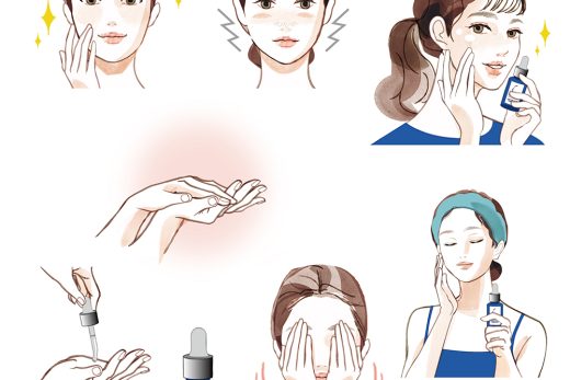 スキンケア美容液の手順イラスト