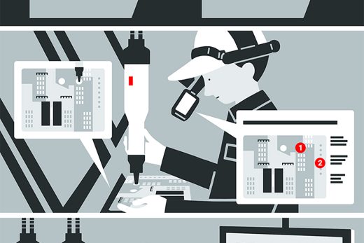 factory worker digital monitor tool AR
