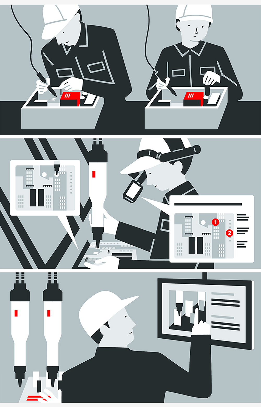 factory worker digital monitor tool AR