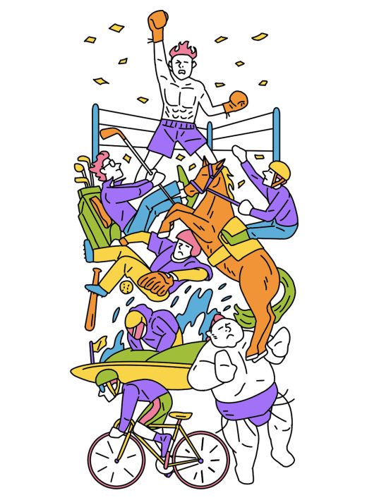 複数のスポーツ競技キャラクター