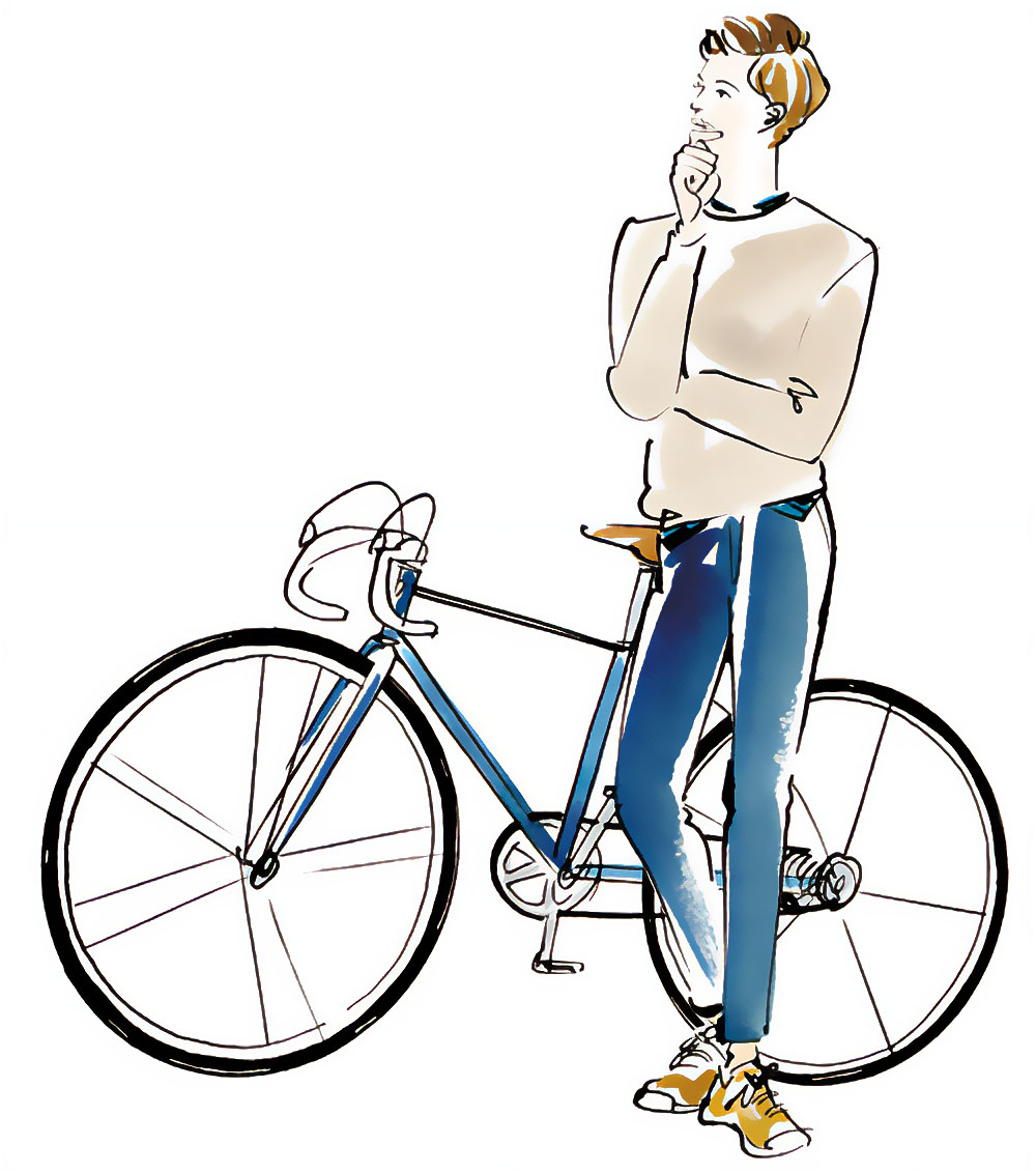 おしゃれでかっこいい男性とロードバイク、自転車のイラスト