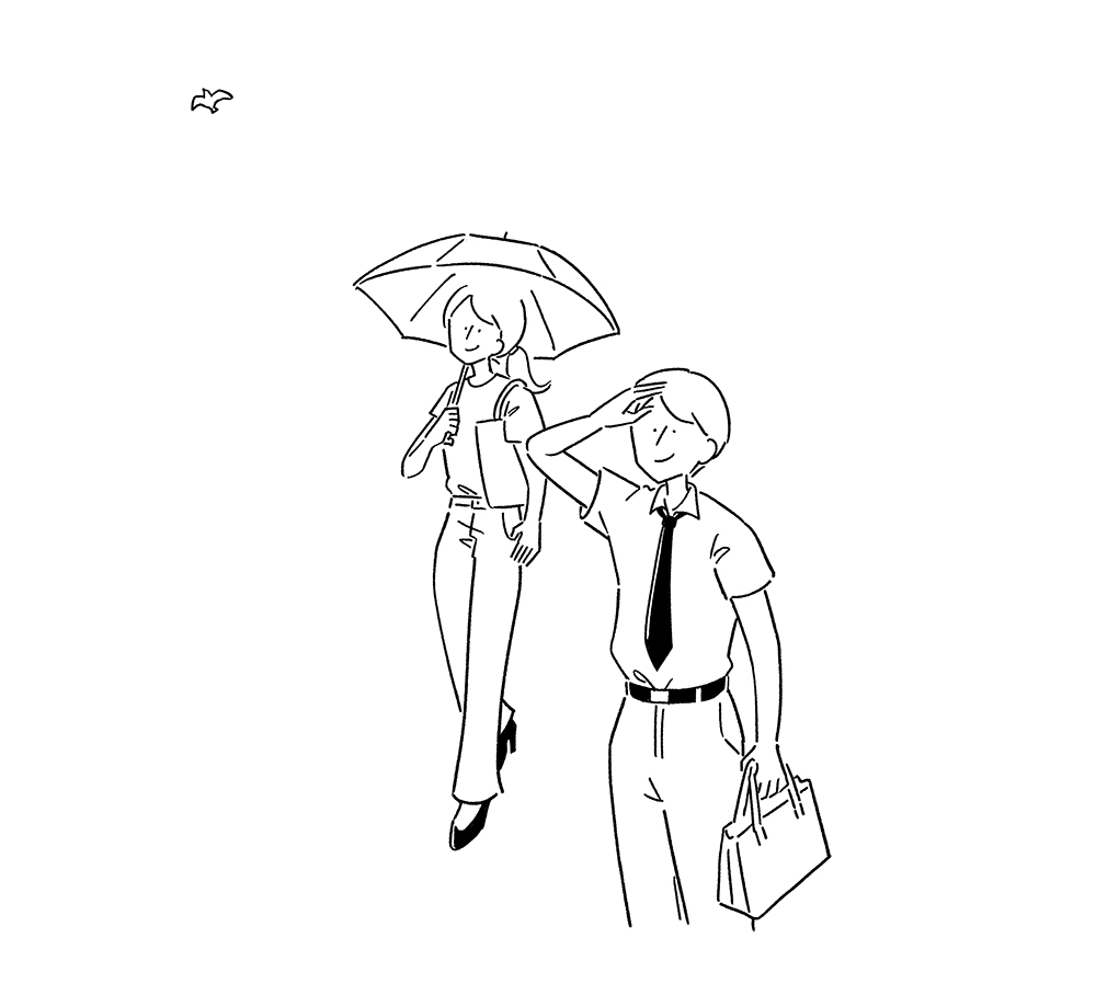 summer couple, lineart, heat response