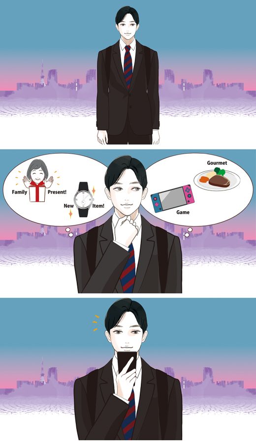 suit man thinking gift smartphone