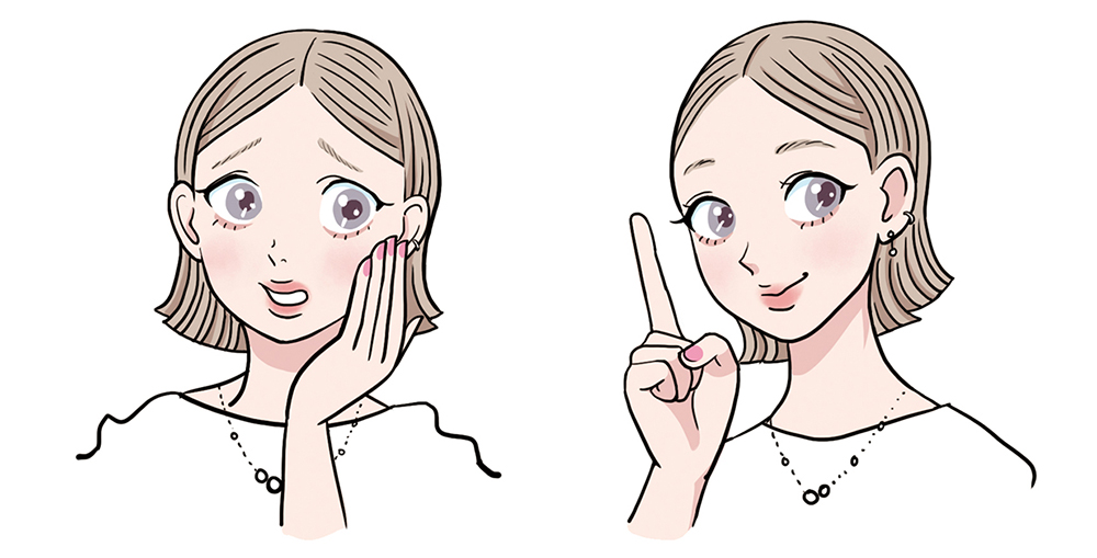 表情が異なる2人の女性イラスト