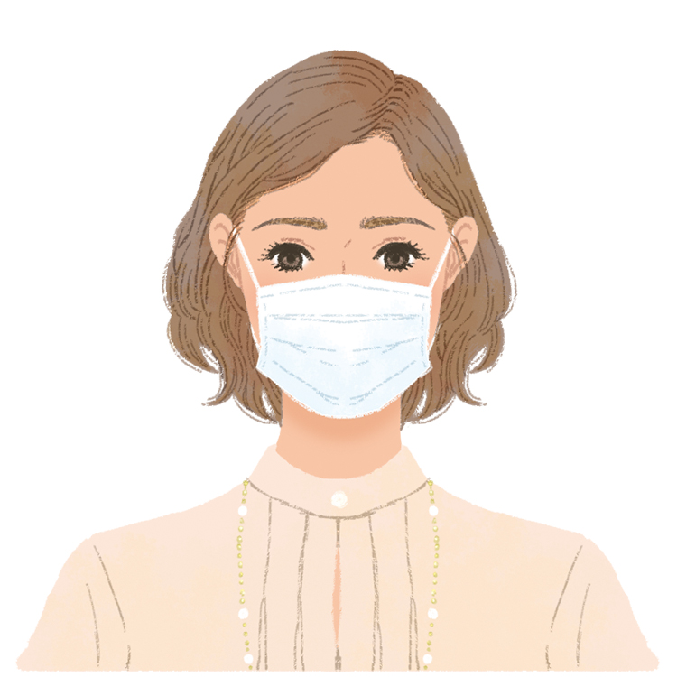 マスクを着けた女性のイラスト